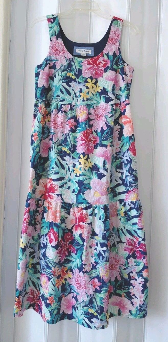 Tommy Bahama Women's XXS Floral Sleeveless Dress Cotton Spandex Pockets Tropical